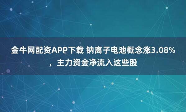 金牛网配资APP下载 钠离子电池概念涨3.08%，主力资金净流入这些股