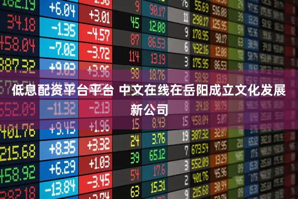 低息配资平台平台 中文在线在岳阳成立文化发展新公司