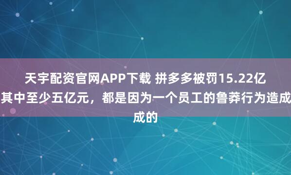 天宇配资官网APP下载 拼多多被罚15.22亿，其中至少五亿元，都是因为一个员工的鲁莽行为造成的